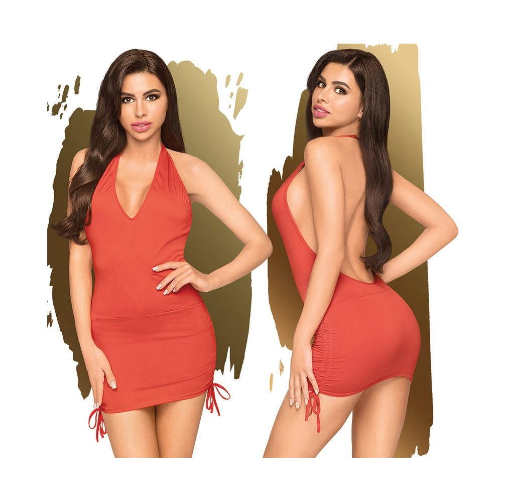 Penthouse Earth-Shaker Mini Dress With Thong-Red L/XL-Boxed